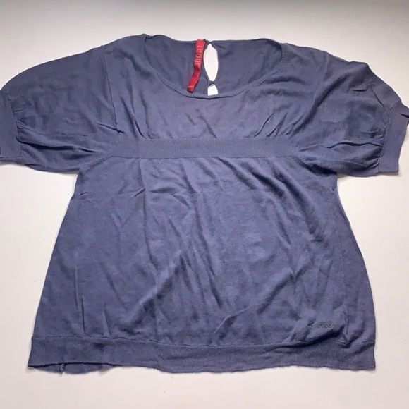 I. Code linen blend pullover slate French fashion top - Picture 1 of 6